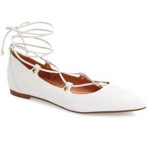 Halogen White Lace Up Flats